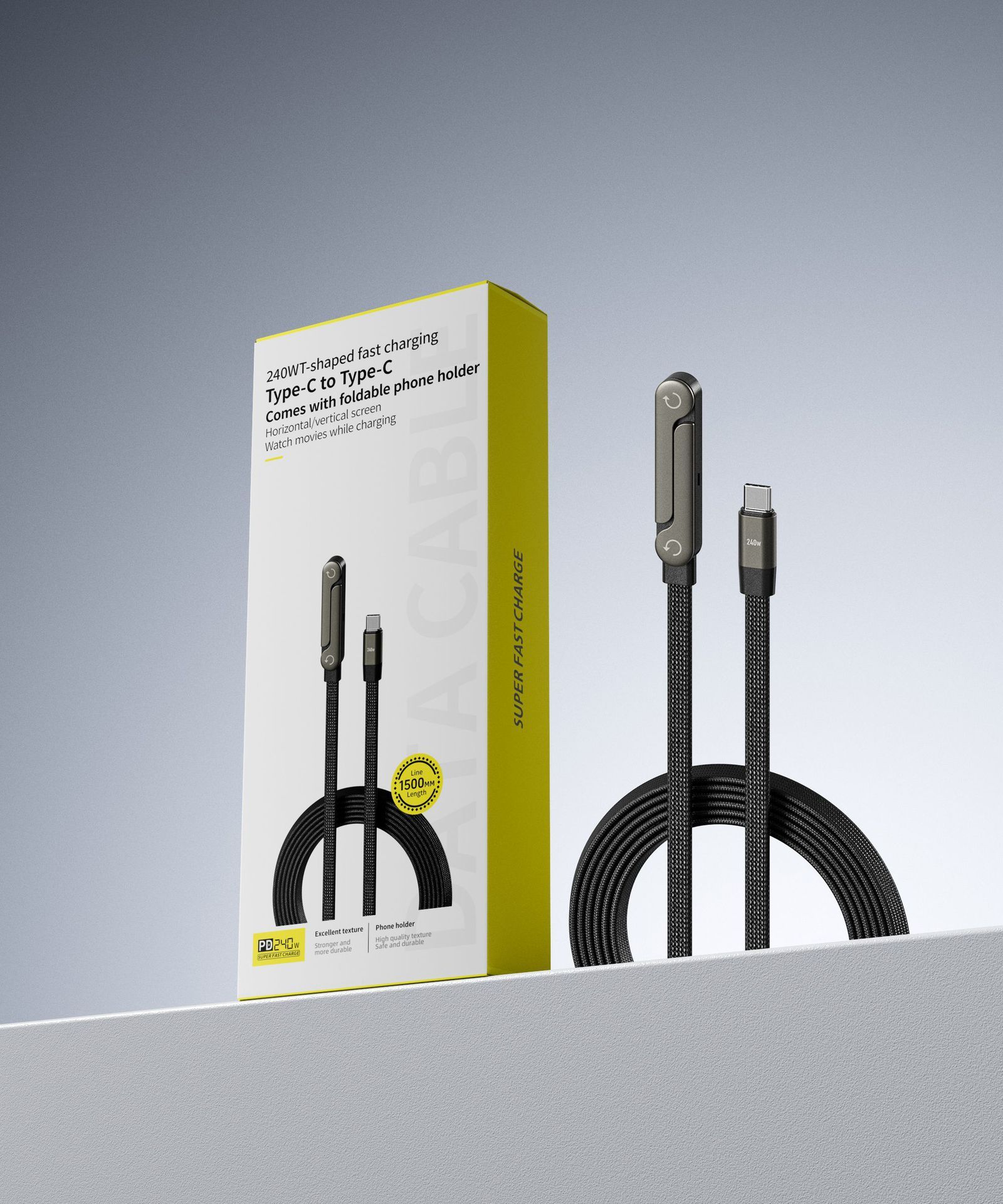 Fast Charging Foldable Bracket Data Cable 2-in-1 Data Wire Foldable Phone Tablet Stand Type-C To Type-C USB-A To Type-C - Image 7