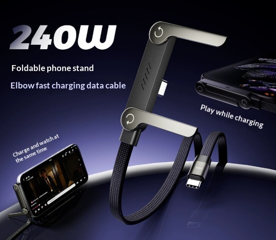 Fast Charging Foldable Bracket Data Cable 2-in-1 Data Wire Foldable Phone Tablet Stand Type-C To Type-C USB-A To Type-C - Image 2